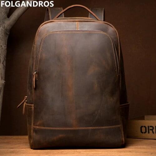 Narural Genuine Leather Laptop Backpack Handmade Vintage Rucksack Men Business School Book Daypack Designer Weekend Shoulder Bag