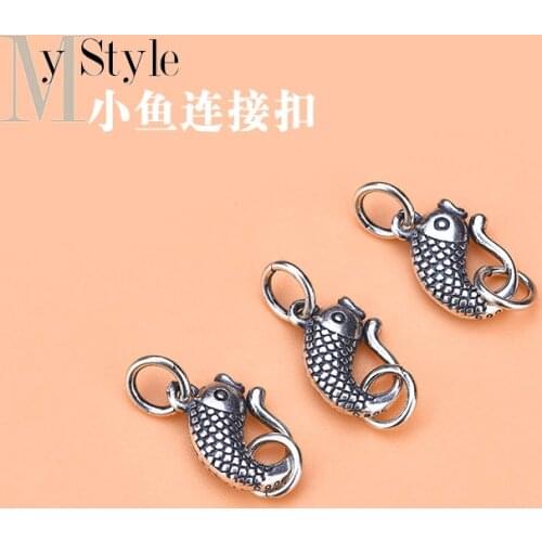 S925 pure silver carp small fish connecting buckle tail buckle bracelet necklace button jewelry hand DIY accessories material ba