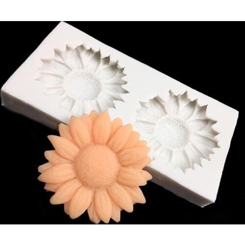 Minsunbak 3D Sunflower Silicone Cake Border Decoration handmade soap silicone mold DIY polymer clay crafts Food grade silicon