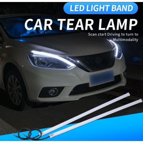 2pcs Led DRL Turn Signal Light Strip Flexible Waterproof Auto Headlight Surface Decorative Lamp Car Daytime Running lights 12v