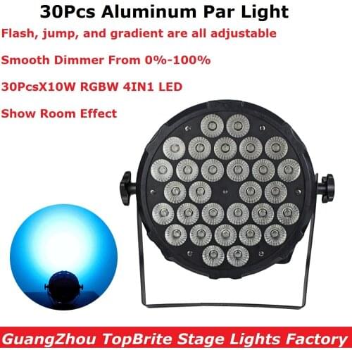 Aluminum Alloy LED Par Lights 30X10W RGBW 4IN1 LED Flat Par Cans 0-100% Linear Dimmer 4/8 Chs Professional Dj Shows Projector