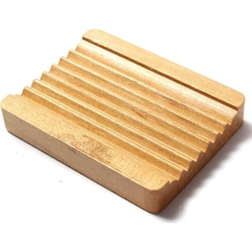 Trapezoid Natural Wood Soap Tray Holder Plate Dish Box Case Storage Shower 10X7.5cm