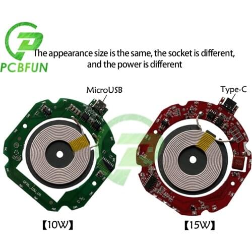 TYPE-C 12V 15W MICRO 10W Fast Charge Wireless Charge Module Transmitter PCBA Circuit Board Coil Qi Wireless Charging Standard