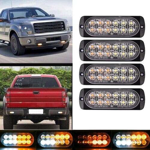 Amber &White 12 LED 36W Strobe Grille Side Marker Work Light Bar Hazard Beacon Flash Warning Emergency