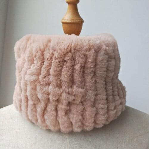Real Warm 2019 Female Knitted Rex Rabbit Fur Scarves Natural Thick Winter Fur Neck Warmer Women Knitted Genuine Fur Scarf Ladies