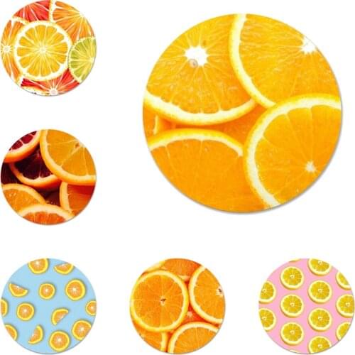 Fresh Citrus Orange Fruit Icons Pins Badge Decoration Brooches Metal Badges For Clothes Backpack Decoration 58mm