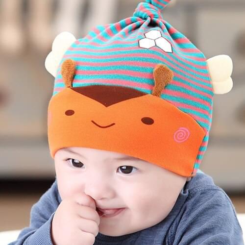 1 piece baby infant unisex cotton caps 0-12 Months boys girls baby hat cute cartoon bee toddler infant beanies