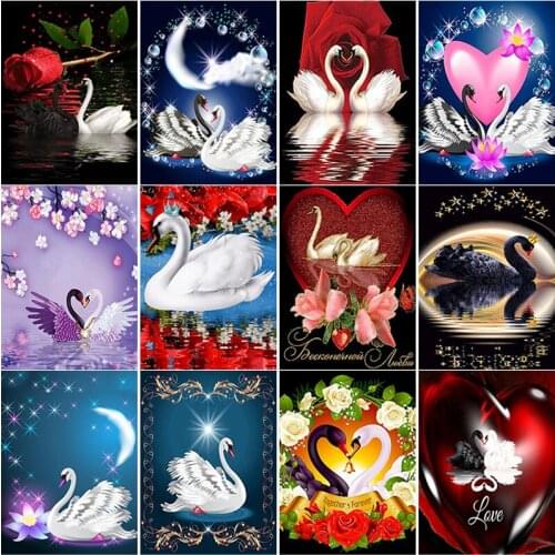 5D DIY Diamond Painting Swan Lake Diamond Embroidery Animal Cross Stitch Crafts Full Square Round Drill Home Decor Manual Gift