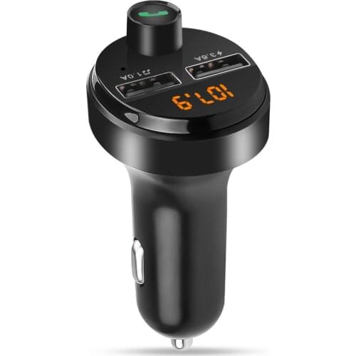 Car Bluetooth 5.0 FM Transmitter Module Handsfree Audio Receiver Auto MP3 Player Dual USB Fast Charger Support TF Udisk FM-XZ