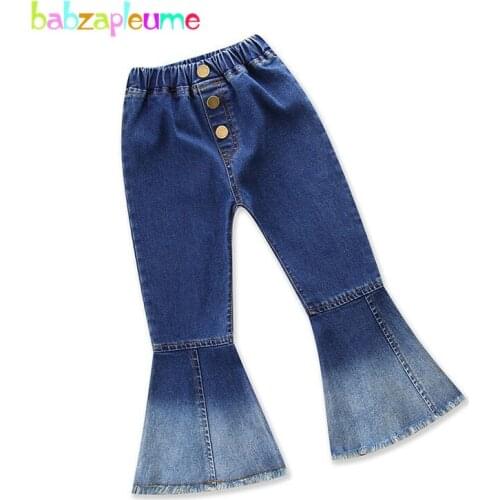 Babzapleume 2-6Years/2018 Spring Autumn Baby Girls Pants Toddler Denim Fashion Boot Cut Infant Jeans Children Trousers BC1476-1