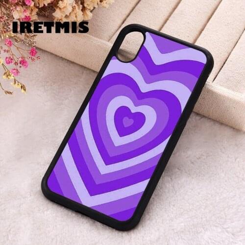 Iretmis 5 5S SE 2020 Phone Cover Case for iPhone 6 6S 7 8 Plus X Xs XR 11 12 Mini Pro Max Rubber Silicone Purple Hearts