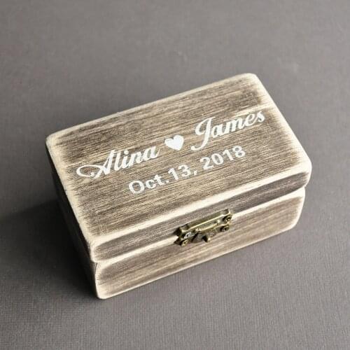 Personalized Wood Ring Box Engagement Ring Box Customized Wedding Ring Holder Box Valentines Ring Bearer Box
