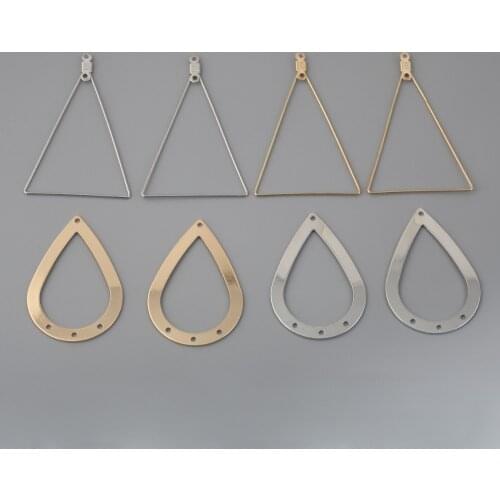 40x27/48x31mm Silver Gold Water-Drop Long Triangle Metal Charms Pendant Components for DIY Earring Jewelry Making Accessories