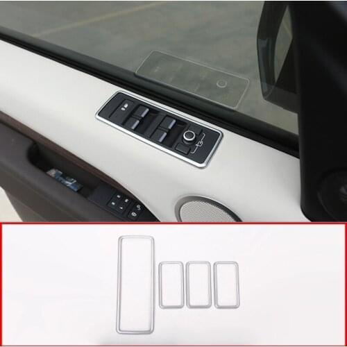 For Land Rover Discovery 5 LR5 2017 Car ABS Chrome Window Lift Switch Button Frame Cover Trim Auto styling Accessories