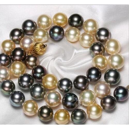 Elegant 11-12mm round multicolor pearl necklace 35 inch