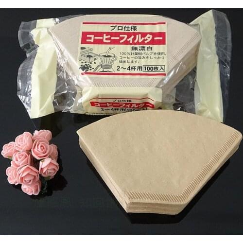 GZSH Coffee Filter Paper 100 Pieces 102 Fan-shaped Hand-pushed Filter Cup American Coffee Machine V6 Drip Pot Filter Paper Bag