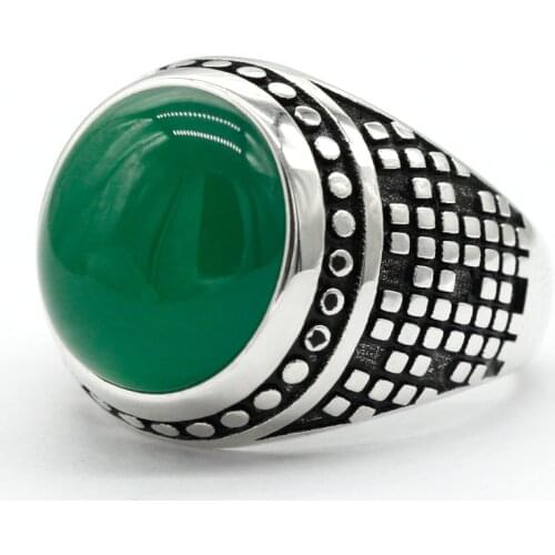 Real Pure 925 Sterling Silver Ring for Men with Natural Agate Stone Gemstone Geometry Mosaic Unique Design Fine Jewelry Gift