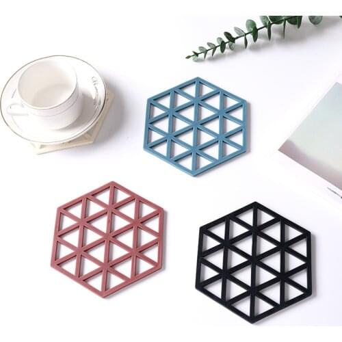 Tableware Mat Insulation Mat Coaster Hexagon Silicone Mats Pad Anti-Skip Bowl Placemat Home Table Decor Kitchen Accessories