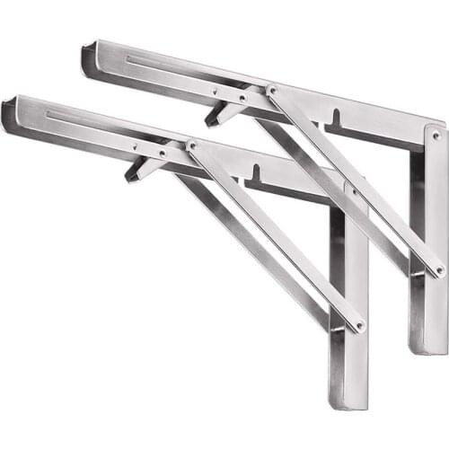 Practical Heavy Duty Folding Shelf Brackets, 2Pcs Stainless Steel Collapsible Shelf Bracket with Mounting Screws for Table Work