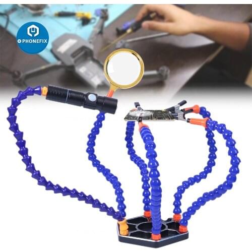 Soldering Helping Hand LED Third Hand Soldering Station PCB Holder USB 3X Illuminated Magnifier For RC Drone Welding Repair Tool