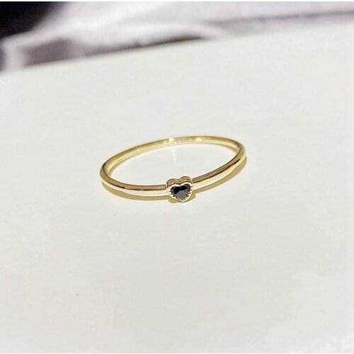 MIGGA 2021 Trend Mini Black Cubic Zircon Crystal Heart Ring for Women Gold Color Plated Fashion Jewelry