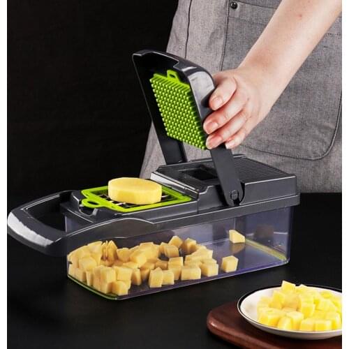 Multi-function Vegetable Slicer Dicing Strip Cutting Section Manual Potato Peeler Grater with 8 Dicing Blades 31.8x11.5x11.5cm