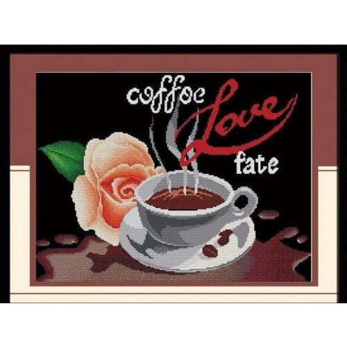 Coffee love cross stitch kit count print aida 18ct 14ct 11ct black hand embroidery DIY handmade needlework supplies bag