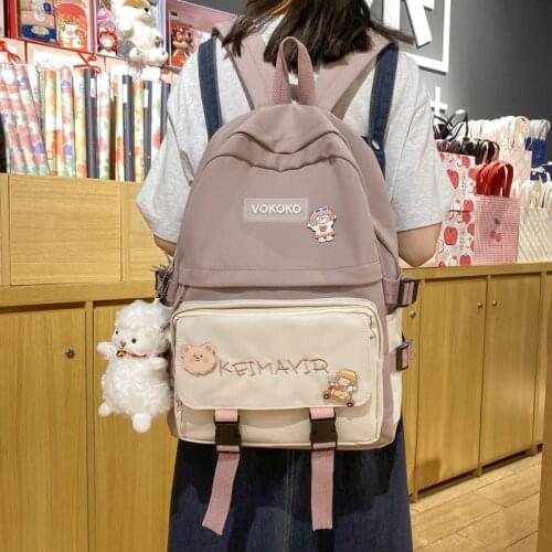 2021 New Women Backpack Teenage Girls School Bags Green Soft Multi-pocket Design Campus Student Book Bags for School Teen