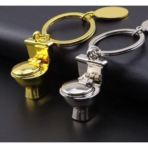 New Design Fashion Creative Mini Toilet Metal Solid Key Chain Pendant Activity Gift Valentines Day Gift for Adults