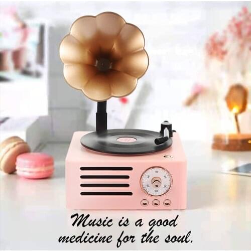 New Creative Speaker Phonograph Bluetooth Speaker Mini Retro Horn Flower Audio Rotary Record Player