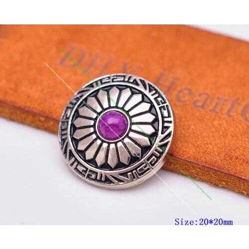 10pcs 20mm Silver Southeast Sun Flower Carved Purple Turquoise Leathercraft Work Western Belt Leather Conchos Button Screw back
