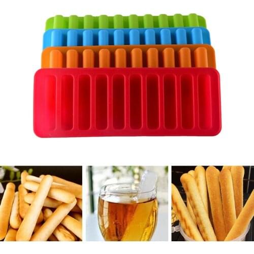 10 Holes Finger Shaped Cookies Mould Silicone Ice Cube Tray Mold Cake Chocolate Bakeware Molds Kitchen Bake Tools 4 Colors