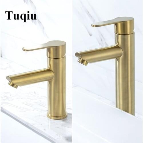 Bathroom basin faucet Brush gold Water Faucet hot and cold 304 Stainless Steel hot and cold tap