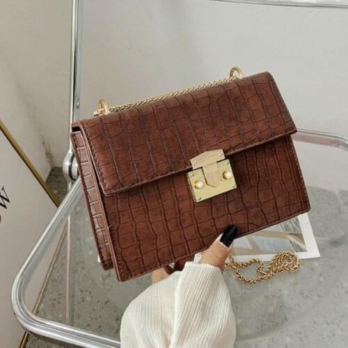 Crocodile Pattern Crossbody Bags For Women 2021 Small Chain Handbag Small Bag PU Leather Hand Bag Ladies Designer Shoulder Bags