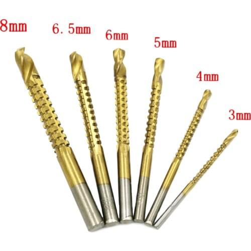 6pcs/lot 3-8mm Titanium Coated HSS Drill Bit Electric Drill Saw Carpenter Woodworking Plastic Metal Hole Grooving Drill cnc part