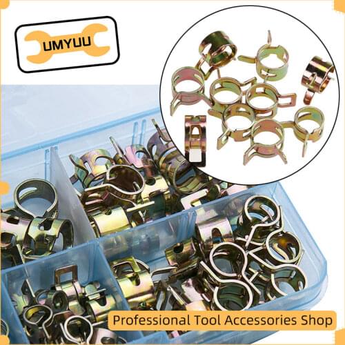 UMYUU 75Pcs/Set 6-10mm Q673B Vacuum Spring Fuel Oil Water CPU Hose Clip Pipe Tube For Band Clamp Metal Fastener Assortment Kit