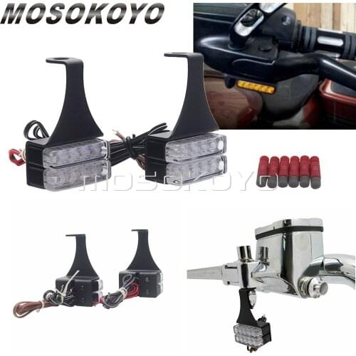 For Honda Yamaha Kawasaki Suzuki BMW Universal Mini LED Amber & White Motorcycle Turn Signal Light Brake Clutch Lever Flashers