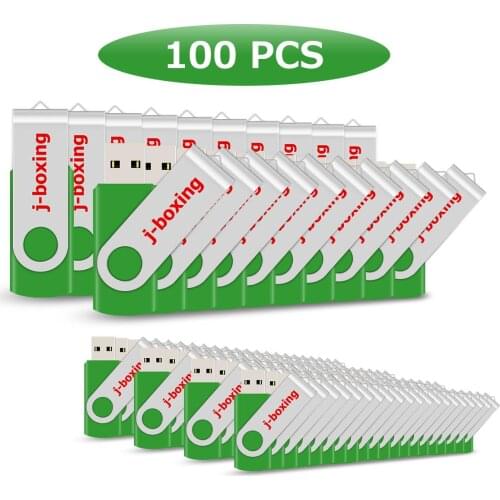 J-boxing Bulk 100PCS 8GB USB Flash Drive Printed Custom Logo Engraved Personalize Pendrives Metal Swivel Thumb USB Memory Stick