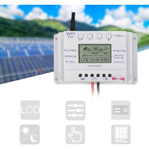 10A/20A/30A/40A MPPT Solar Charge Controller PWM Controllers LCD Solar Panel Battery 12/24V Discharging Circuit Light Control