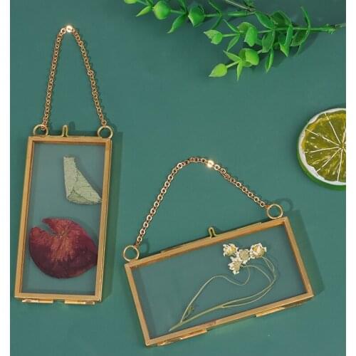 Vintage Double Sided Glass Hanging Photo Frame Flower Plant Picture Portrait Display DIY Frames For Diamond Painting Picture