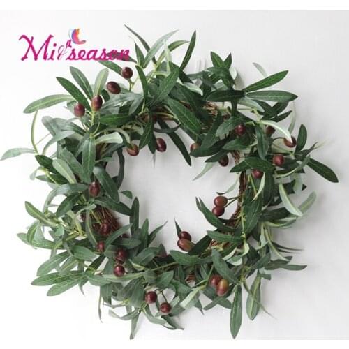 Green Artificial Olive fruit wreath Simulation Plant Olive Leaf Home Wedding Decoration Fake Flower Christmas wall door Pendant