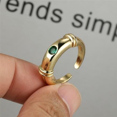 Charm Red Green Blue Purple Zircon Ring Female Cute Small Round Stone Opening Ring Vintage Gold Color Engagement Rings For Women