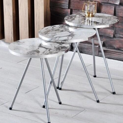 Coffee Table Triple Metal Legs Side Tea Coffee Serving Round Easy To Assemble Modern Living Room Home 2021