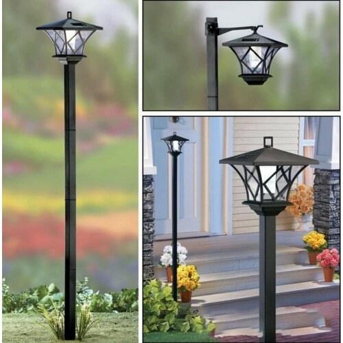 1.5M LED Solar Powered Traditional Garden Lamp Post Lamppost Lantern Light Decor Retail