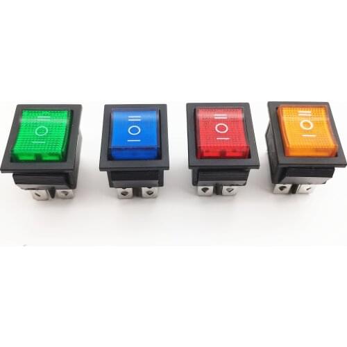 1Pcs KCD4 Rocker Switch Power Switch ON-OFF-ON 3 Position 6 Pin Electrical Equipment with Light Switch 16A 250V / 20A 125VA