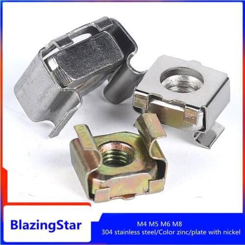 10/50PCS M4 M5 M6 M8 Clip Nut 304 Stainless Steel Cabinet with Stainless Steel Floating Nut, Nut With Metal Cage Iron Clip
