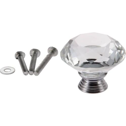 1x 40mm Clear Crystal Glass Knobs Cupboard Drawer Pull Kitchen Cabinet Door Wardrobe Handles Hardware