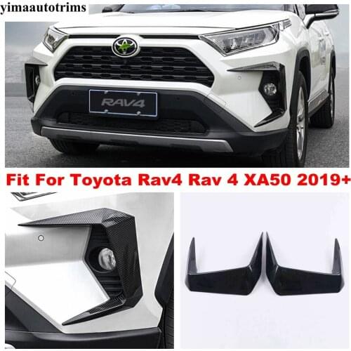 2 PCS Exterior Front Bumper Corner Protective Cover Kit Trim Carbon Fiber ABS Accessories For TOYOTA RAV4 RAV 4 XA50 2019 - 2021