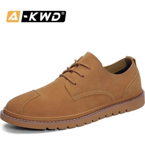 2019 Fashion Black White Khaki Working Shoes Men Lace-up Loafer Shoes Men Casual Autumn Low Help Leather Sneakers Mocassin Homme