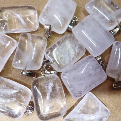 50Pcs 20x16x6mm Wholesale Natural White Crystal Oblong Pendant Bead DIY Jewelry Accessories Earrings S546